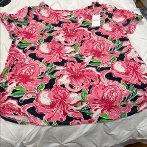 Lilly Pulitzer Pink Floral Short Sleeve Tee